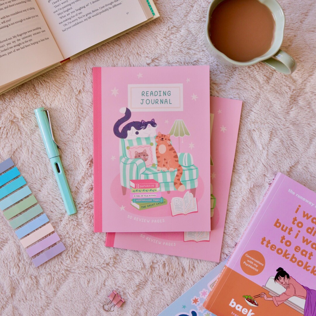 Cat Reading Journal: Book Review Notebook With Bookshelf Tracker - Etsy