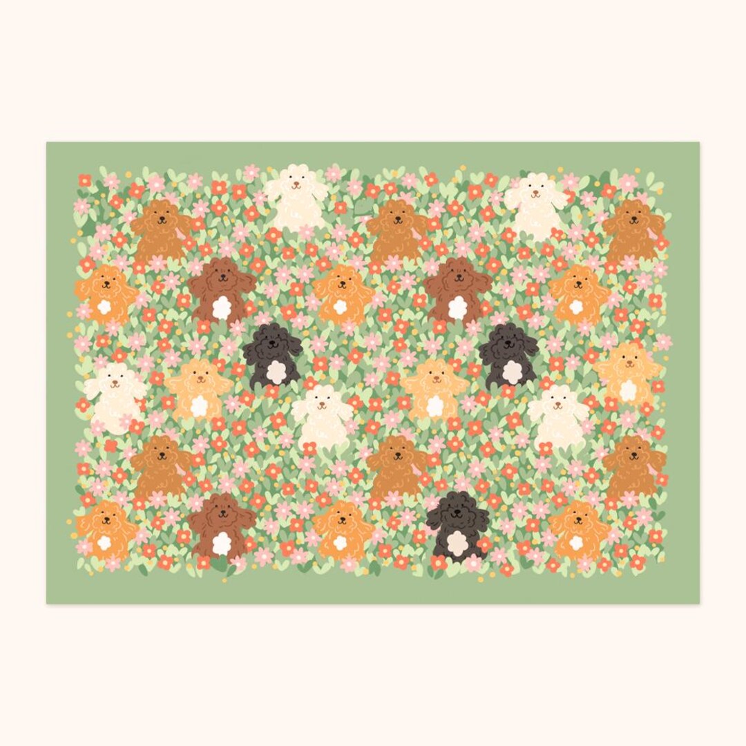 Cockapoo Print, Floral Multiple Cockapoo Dog Art Print | A3/A4 ...