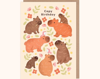 Capybara Birthday Card, Funny Animal Card