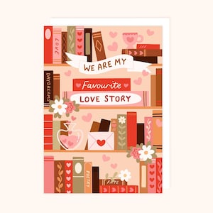 Carte d'anniversaire pour amoureux des livres, histoire d'amour illustrée