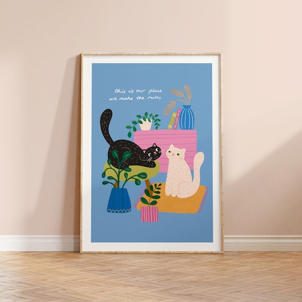 This Is Our Place Cat Custom Print |  Wall Art | Music Lover Era Taylor Swift Cat Lover Illustration | Taylor Swift Personalised Cat Print