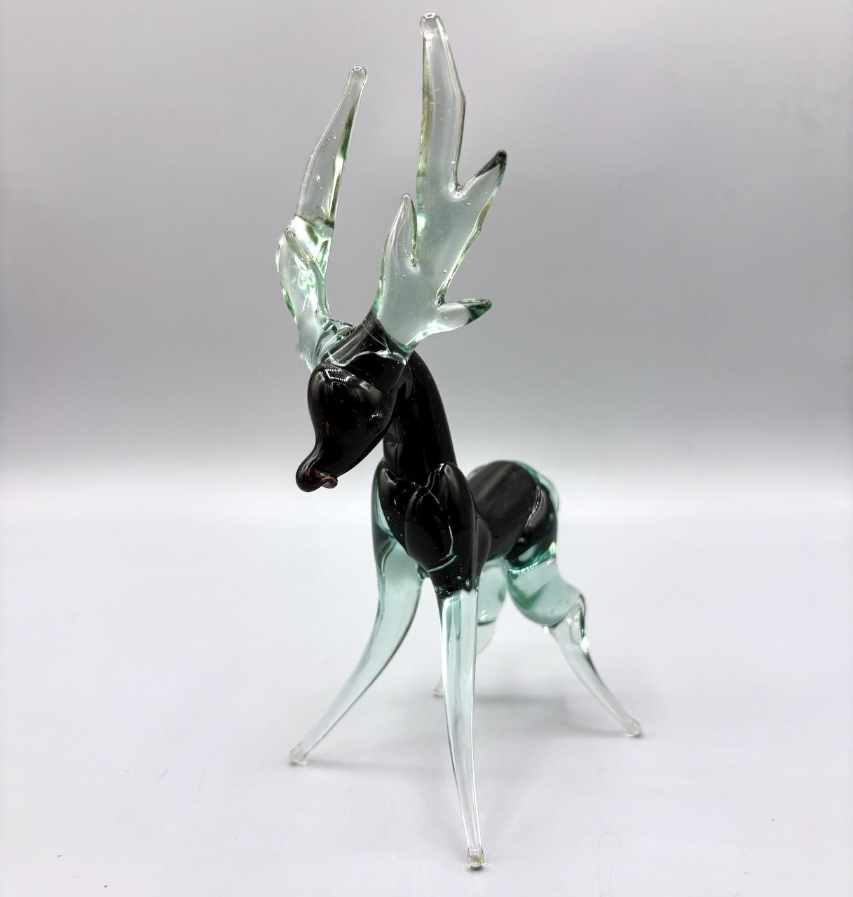 Mid-century Murano Glass Deer | Black Body \u0026 Aqua-tinted Clear Antlers |  Italian Art Glass Figurine - Etsy, image size:1217x1280