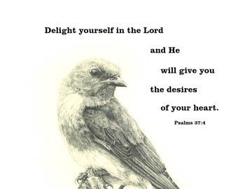 Fine Print of an original drawing of Bluebird with Scripture Verse