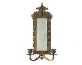 Antique Ornate French Brass Mirror Sconce Art Nouveau