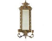 Antique Ornate French Brass Mirror Sconce Art Nouveau