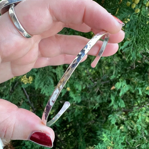 Sterling silver hammered cuff bracelet