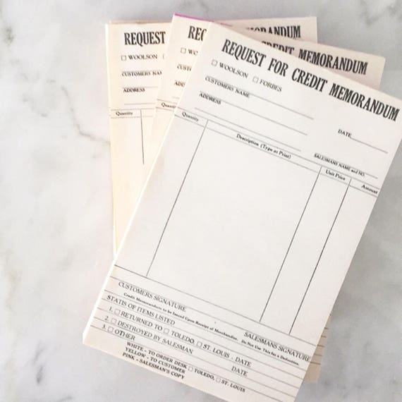 4 full packs vintage credit memorandum etsy what is credit memorandum