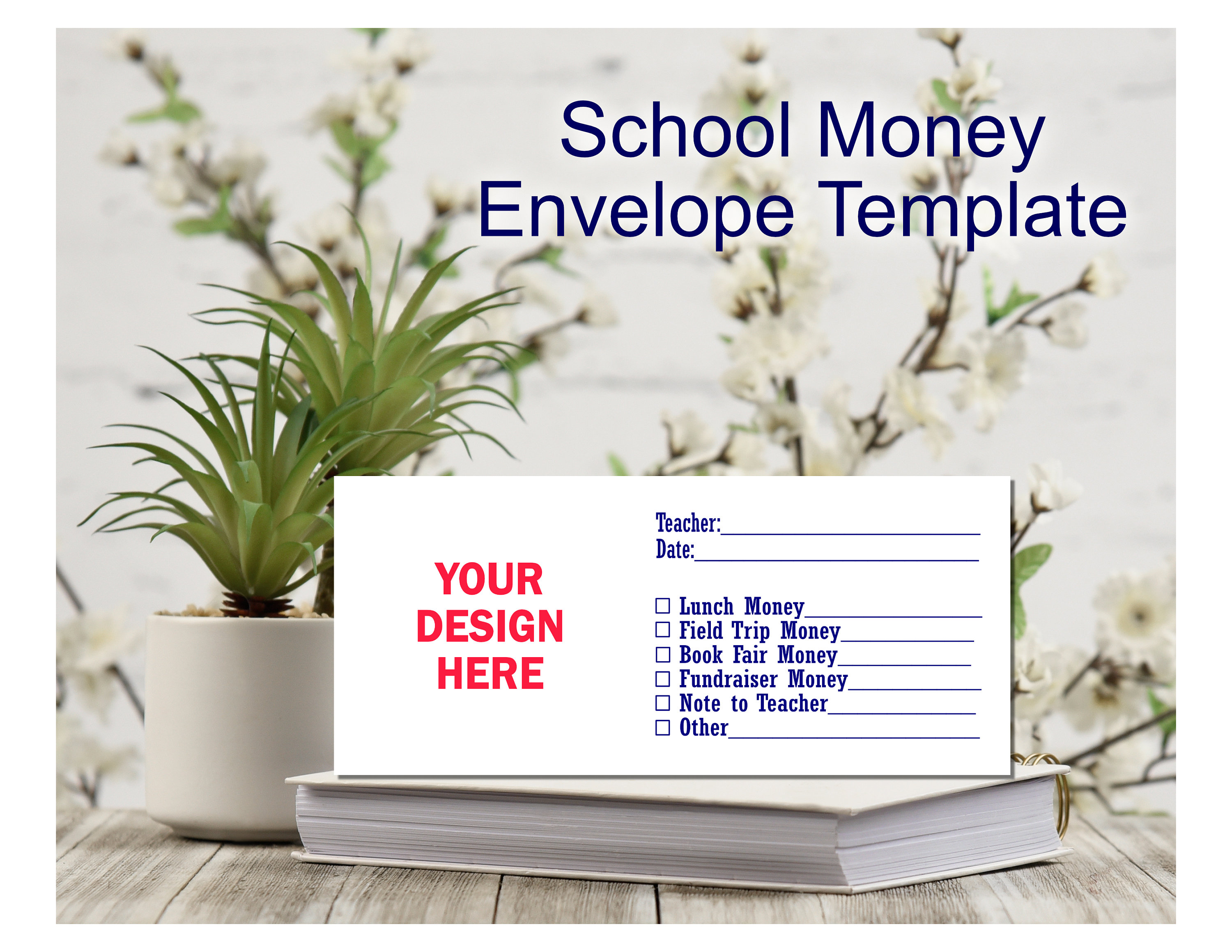School Envelope Template 2, Money Envelope Digital Design, Daycare ...