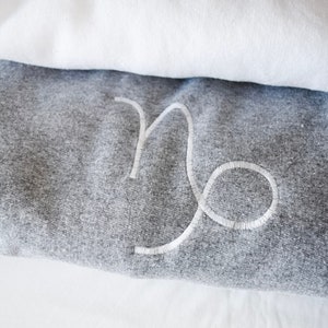 Zodiac Sign Embroidered Crewneck Sweatshirt