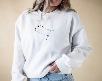 Sterrenbeeld geborduurd sweatshirt met ronde hals