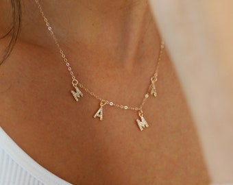 MAMA-ketting: gold filled ketting met zirkonia-bedels