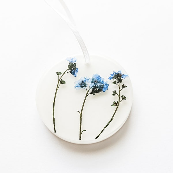 Pressed Forget Me Not Flower Ornament