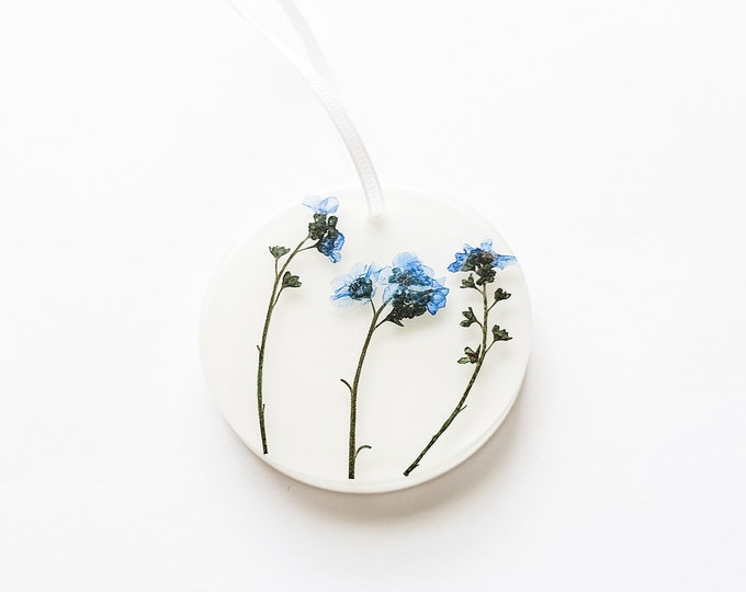 Pressed Forget Me Not Flower Ornament