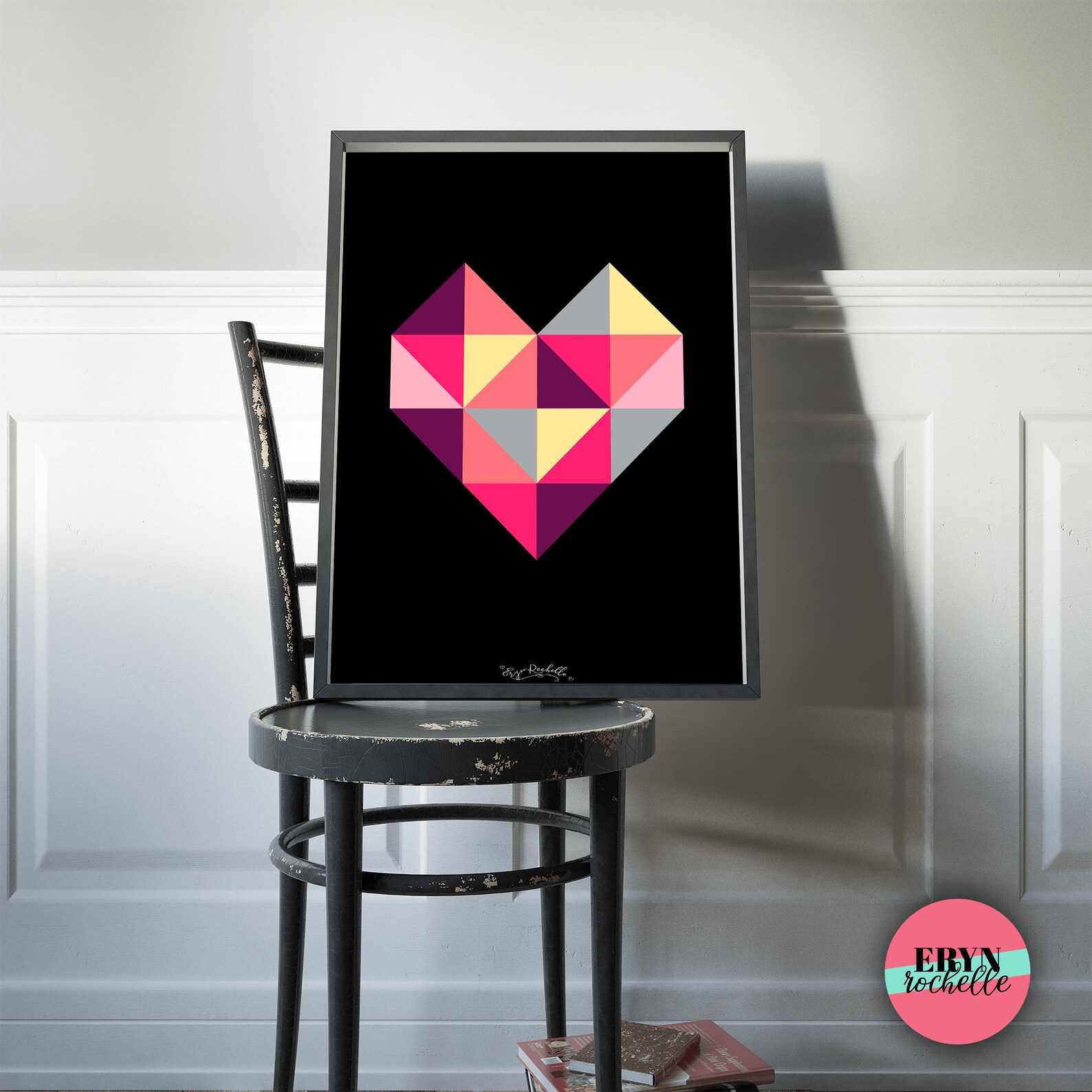 Printable Poster Geometric Triangle Print Geometric Heart Poster ...
