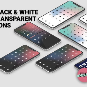 Black & White App Icons Aesthetic App Covers iOS 17 Home Screen Transparent Icons And Dock With iPhone Wallpaper