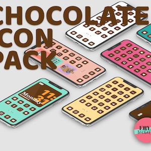 Chocolate And White App Icons Aesthetic App Covers iOS 17 Home Screen Social Media Icons With iPhone Wallpaper