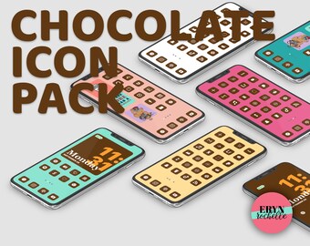 Chocolate And White App Icons Aesthetic App Covers iOS 17 Home Screen Social Media Icons With iPhone Wallpaper