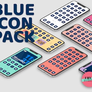 Dark Blue App Icons Aesthetic App Covers iOS 17 Home Screen Social Media Icons With iPhone Wallpaper