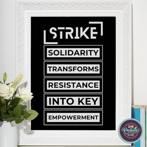Strike Workers Rights Labor Union Poster Black - Labor Union Political Poster, Printable Wall Art, Digital Download Poster