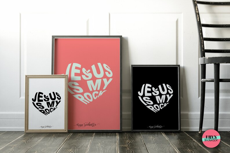 3 Piece Set Printable Posters Jesus is My Rock Bible Verse - Etsy