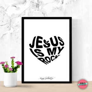 3 Piece Set Printable Posters Jesus is My Rock Bible Verse - Etsy