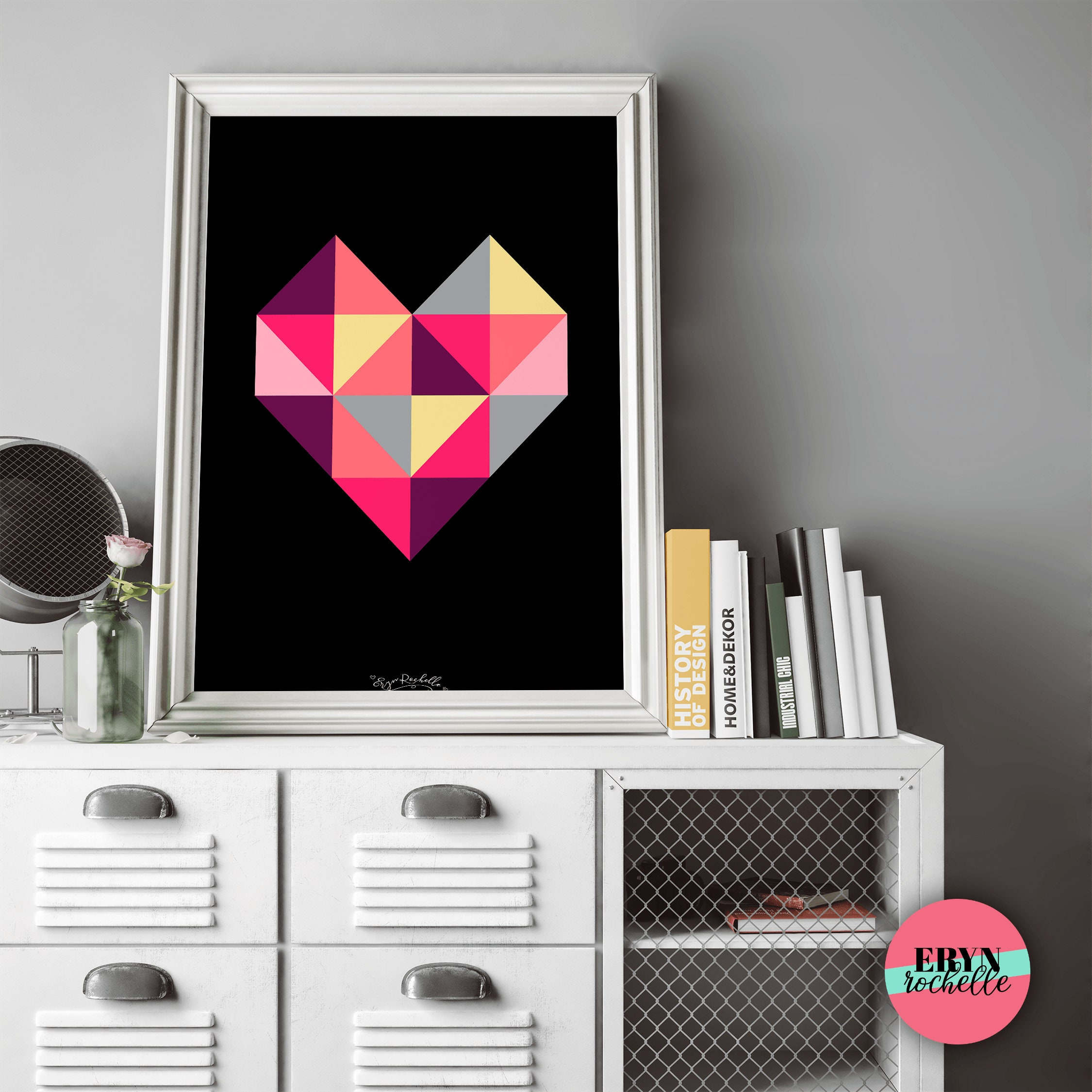 Printable Poster Geometric Triangle Print Geometric Heart Poster ...