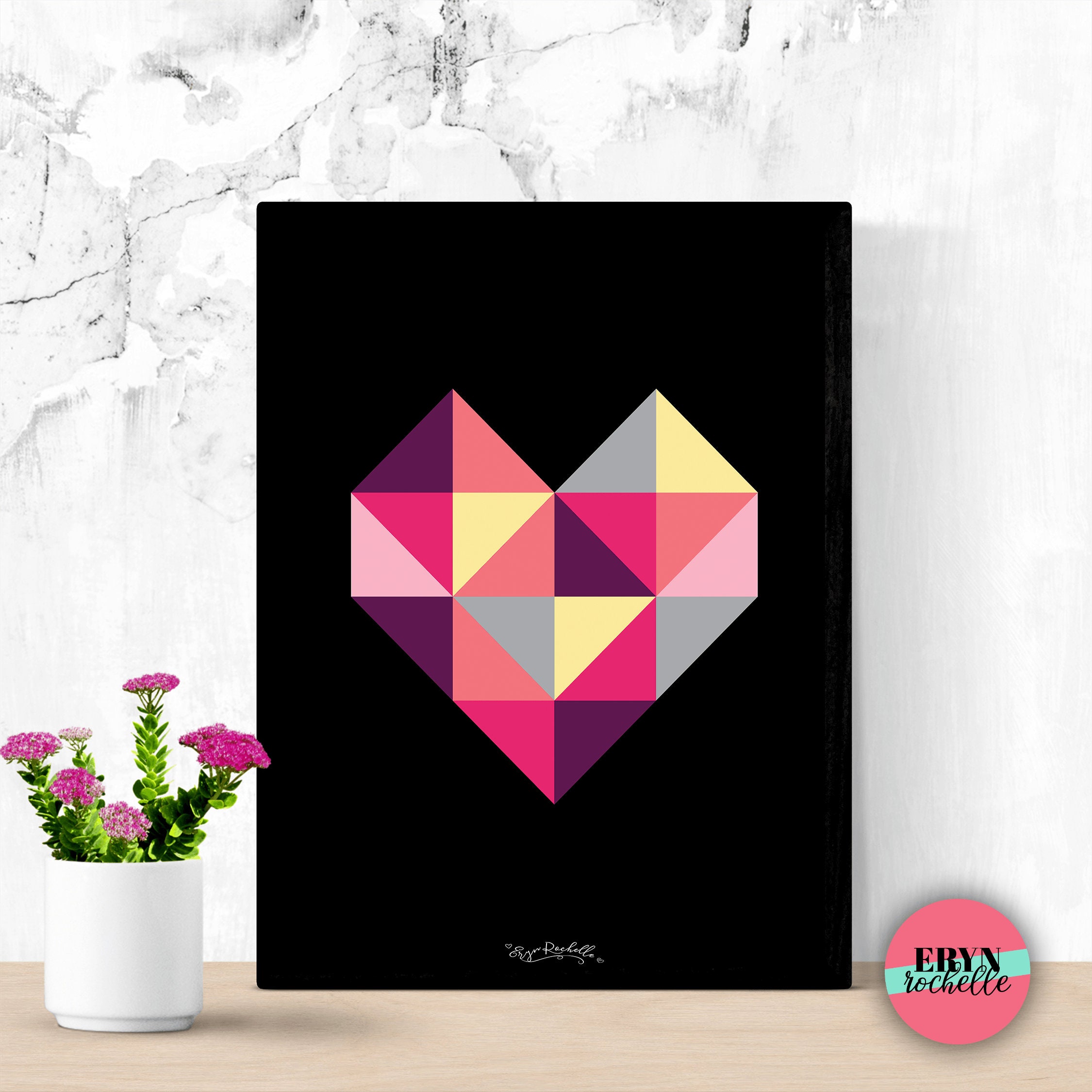 Printable Poster Geometric Triangle Print Geometric Heart Poster ...