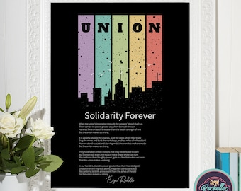 Solidarity Forever Lyrics - Labor Union Political Poster, Printable Wall Art, Digital Download Poster