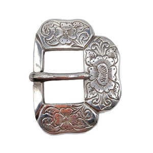 Engraved Sterling Silver Plated Buckle with Floral Design