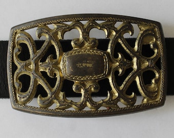 Old Gold Belt Buckle Filigree Belt Buckle Italian Vintage Belt Buckle