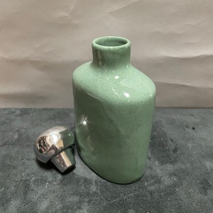 Ceramic Bathroom Vase with Metal Cap and Round Edges