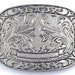Old Silver Rectangular Western Style Belt Buckle With Art Deco Floral ...