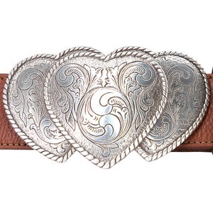 Three Heart Belt Buckle Old Silver Belt Buckle