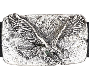 Made in USA: Old Silver Buckle with a Flying Eagle