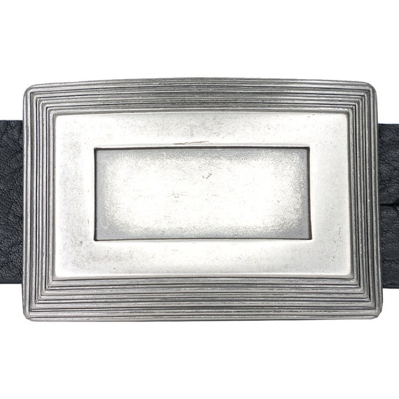 Old Silver Buckle with Rectangular Pattern - image 1
