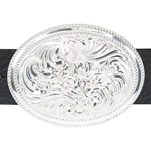 Silver Electroplate on Jewelers&#39; Bronze CRUMRINE Belt BuckleMade in USA