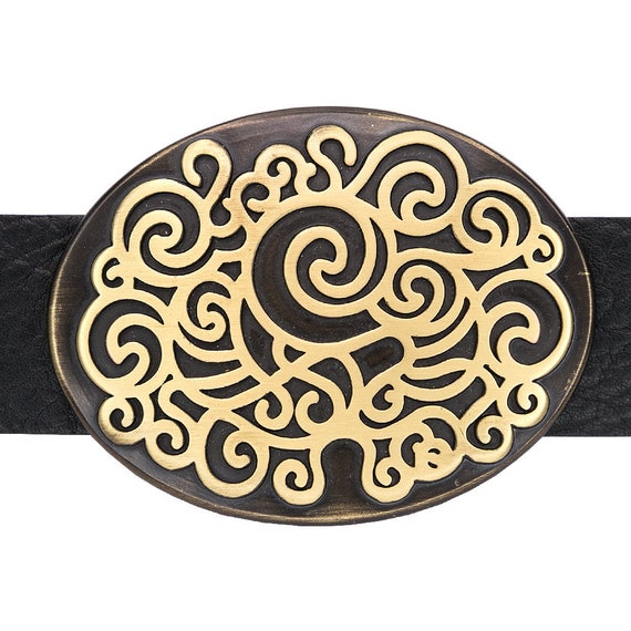Old Brass Two Tone Scroll Wolk - image 1