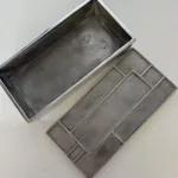 rectangular silver plated container with geometri… - image 3