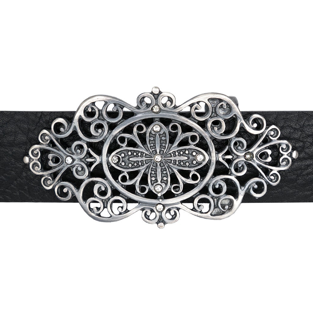 Leatherrock Floral Filagree Buckle/Leather Belt Tony Lama Men main image 3