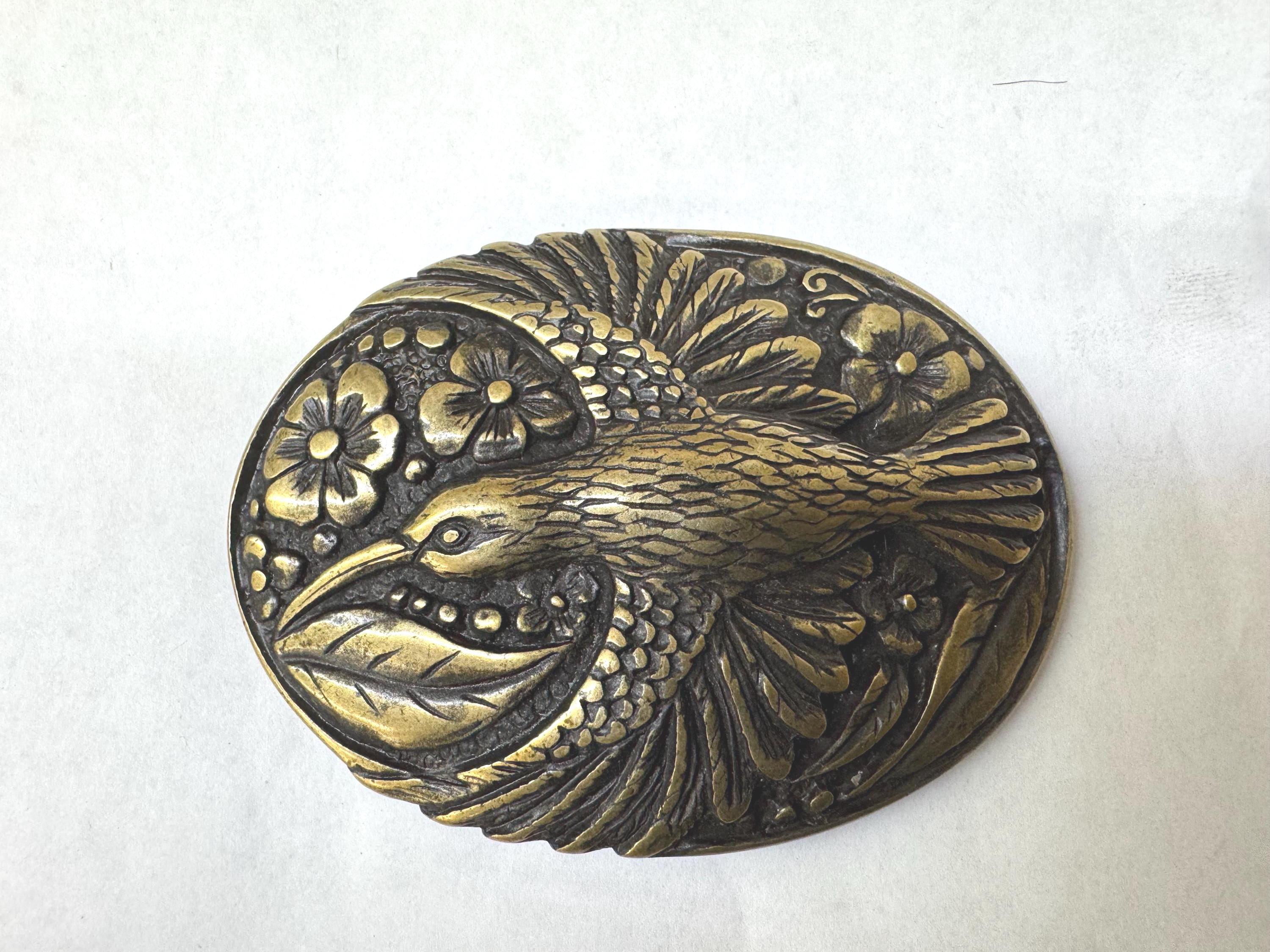 Vintage Brass Flying Birds Belt Buckle Italian Vintage Belt Buckle: Old Brass Belt Buckle With  main image 4