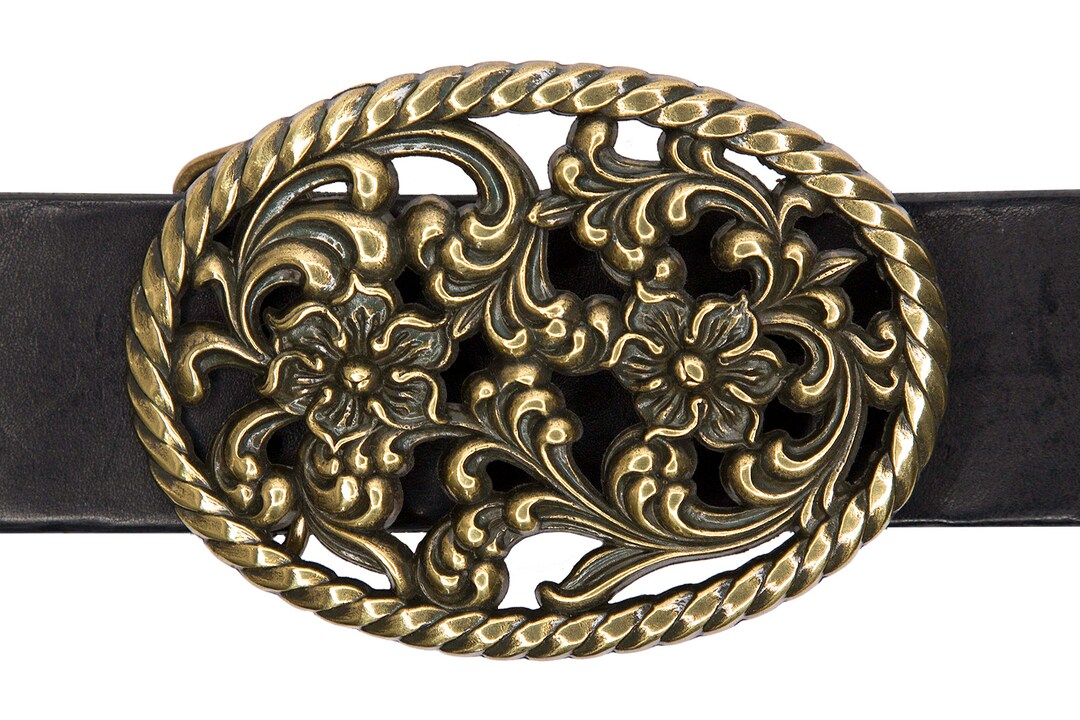 Vintage Brass Belt Buckle: Intricately Carved and Designed With Floral ...