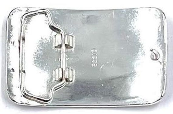 Rectangular Polished silver belt buckle with fram… - image 2