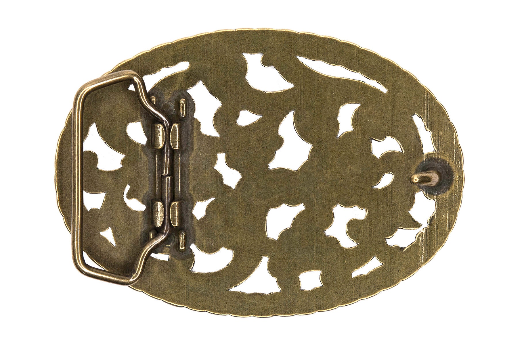 Vintage Brass Belt Buckle: Intricately Carved and Designed 