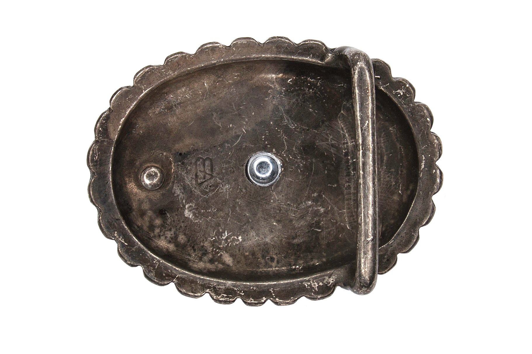 Antique Silver Belt Buckle: Turquoise 