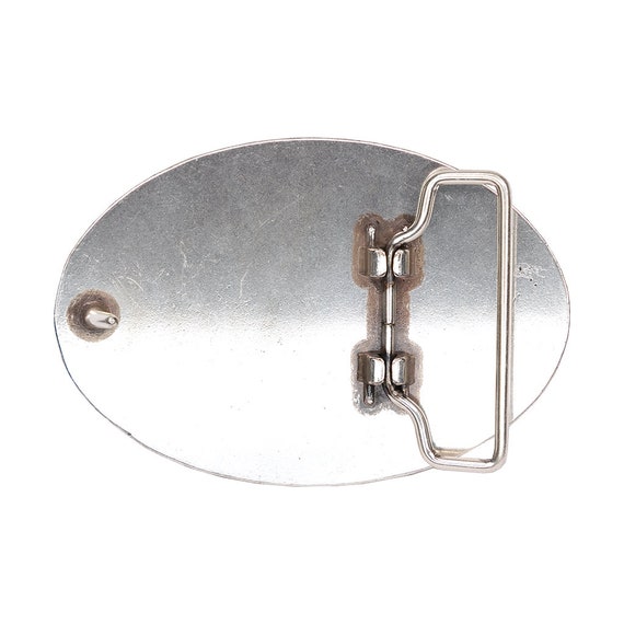 Old Silver Oval Buckle with Floral Design - image 2