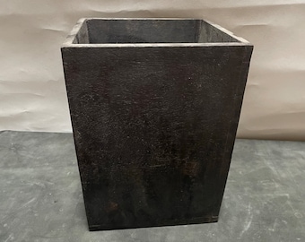 Small Wooden Trash Can Dark Brown