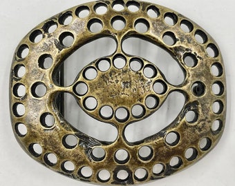Vintage Brass RJR Tobacco Leaf Belt Buckle, 3 X 1-1/2 Inch  display picture 1