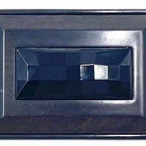 Italian back metal belt buckle with black stone embedded in a wood insert