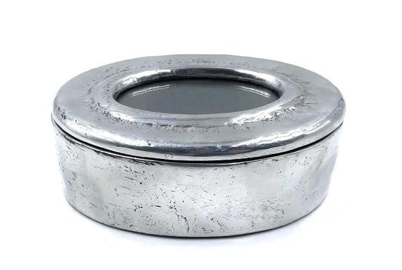 Silver plated Solid brass container with felt inn… - image 1