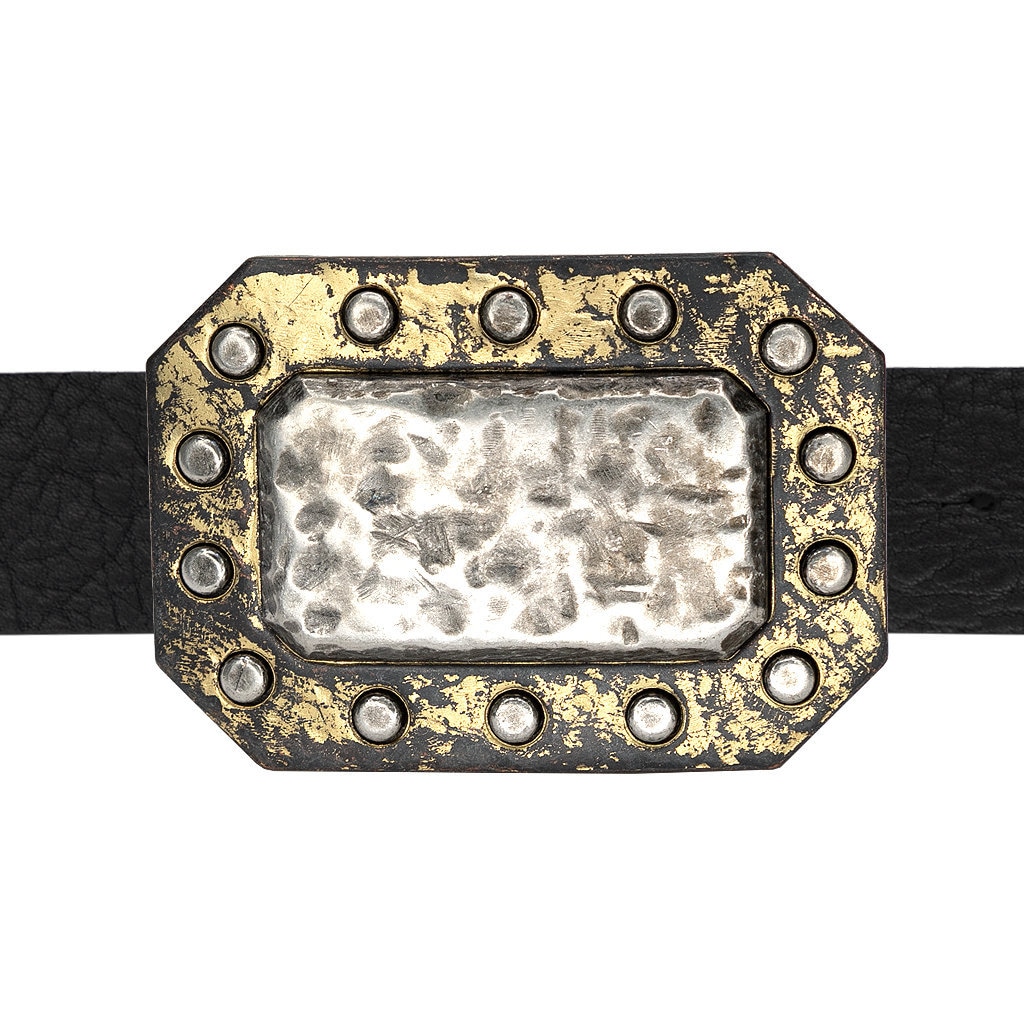 Made in Italy: Vintage Matte Silver and Gold Buckle